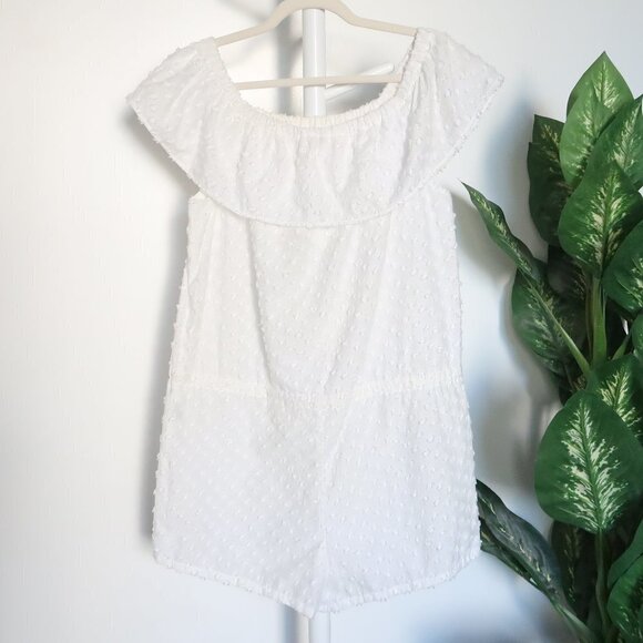 Madewell White Off The Shoulder Textured Cotton Cover-Up Romper Size M Medium - Picture 5 of 10